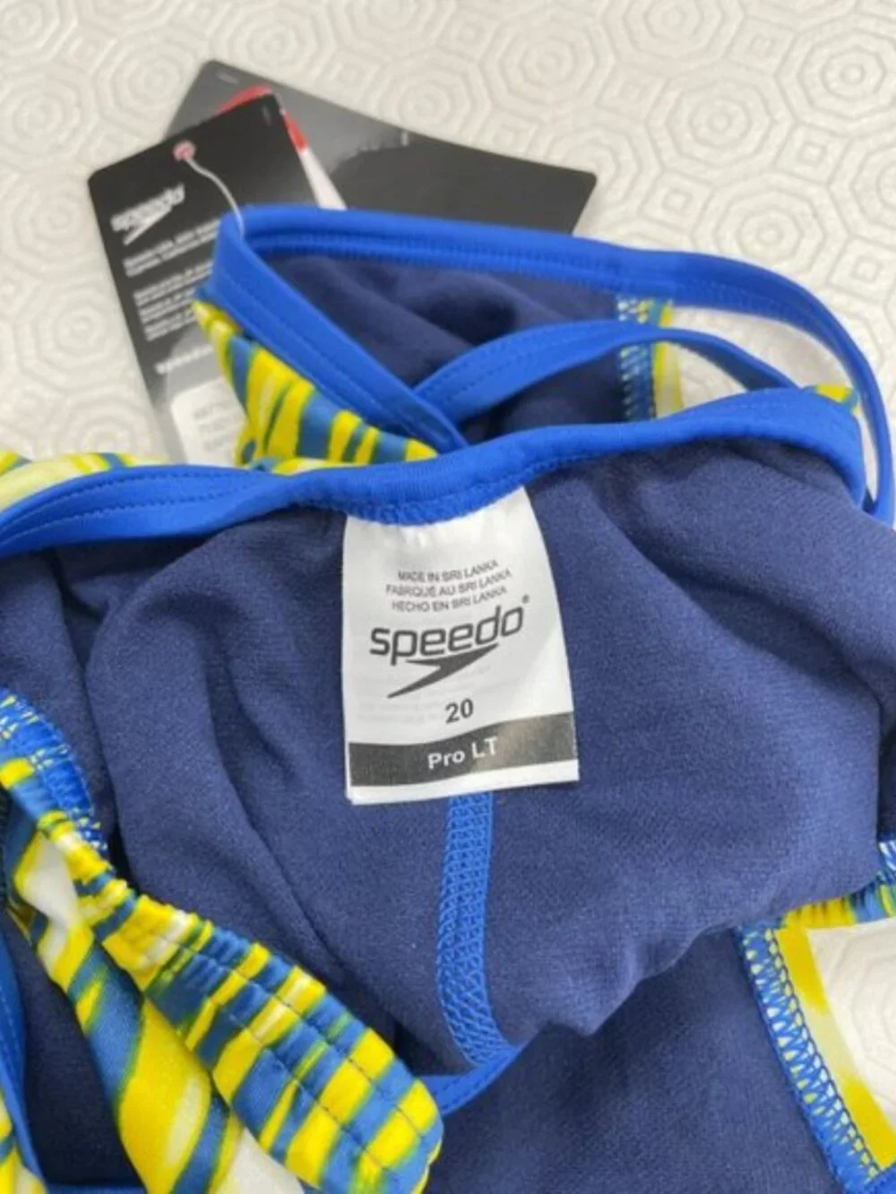 NWT Speedo Girls Pro LT One Piece Swimsuit Sapphire Gold Size US 4 Youth